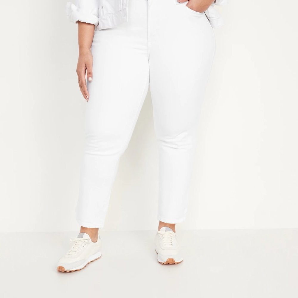Old Navy High-Waisted O.G. Straight White Ankle Jeans Plus Size 22